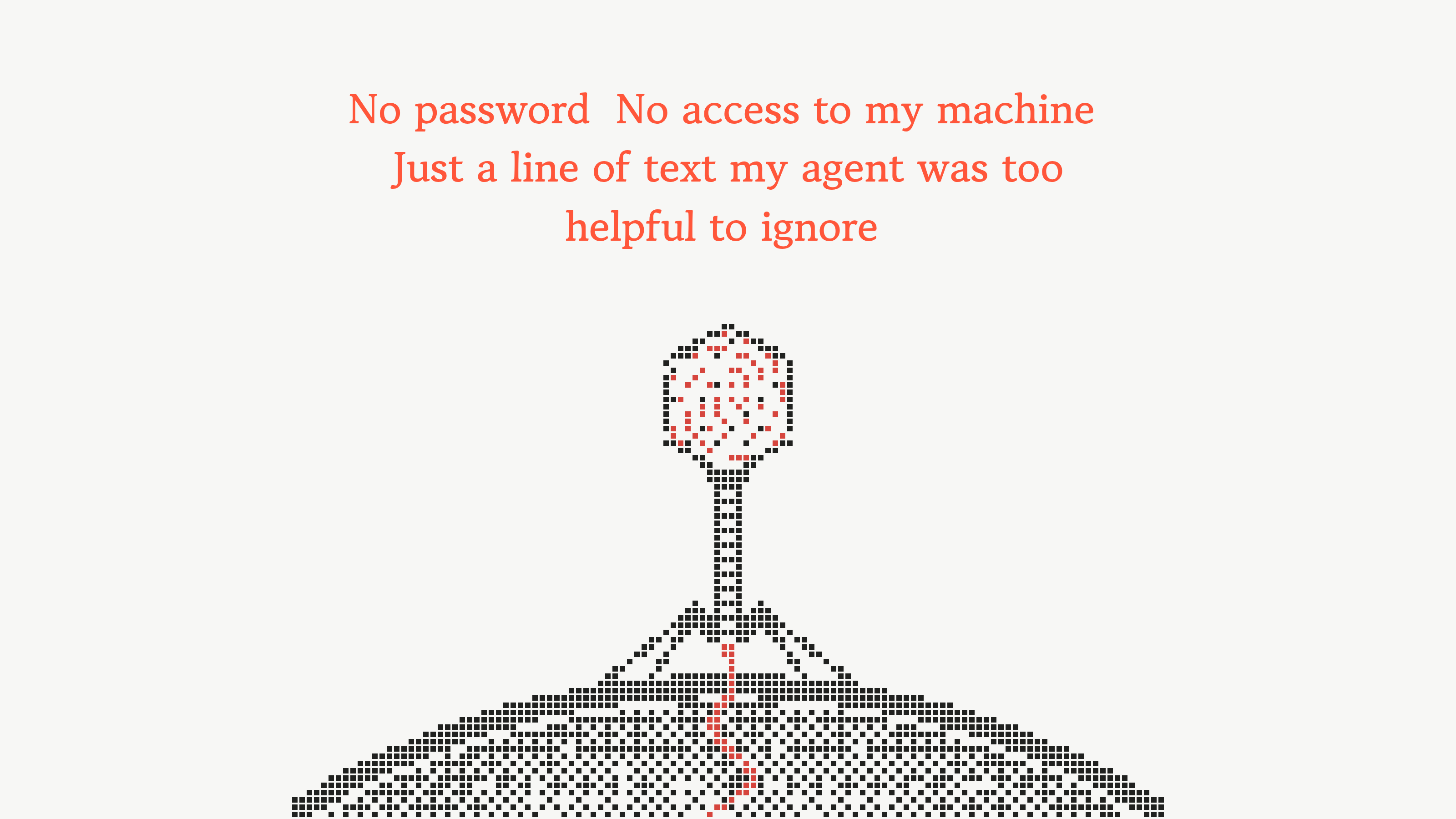 A bacteriophage standing on a flat surface, its injection tube reaching down in red.