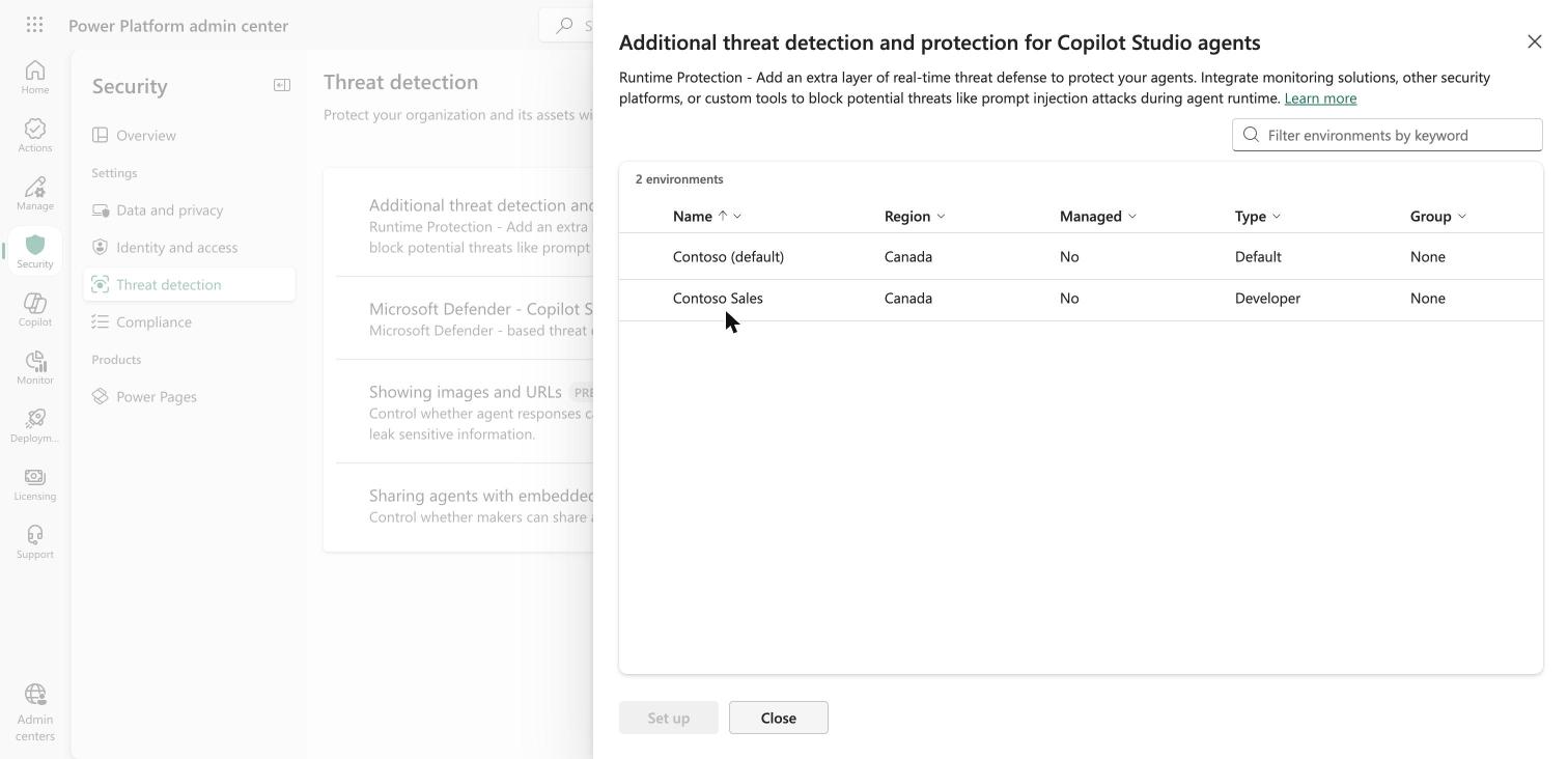 Choosing the environment in Additional threat detection