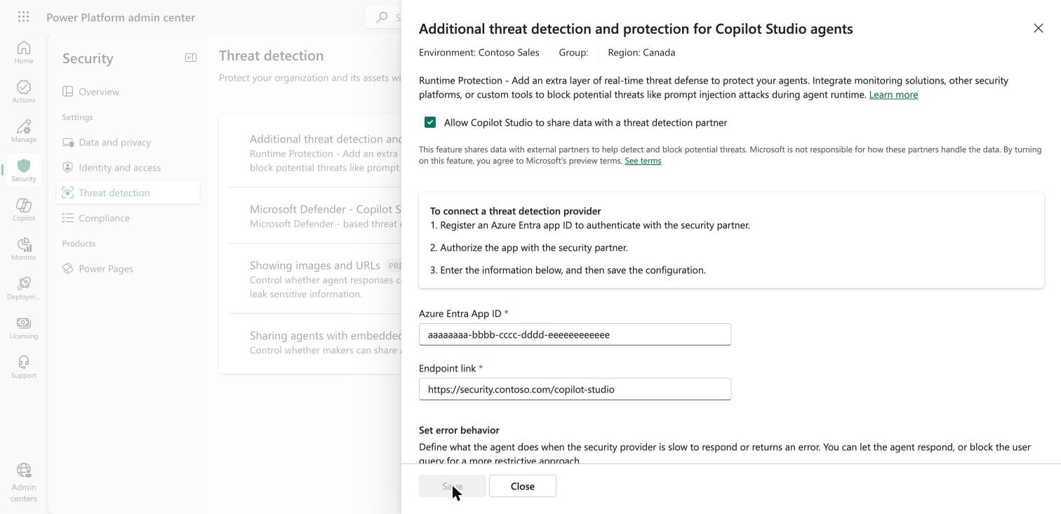 The provider settings: app id and endpoint