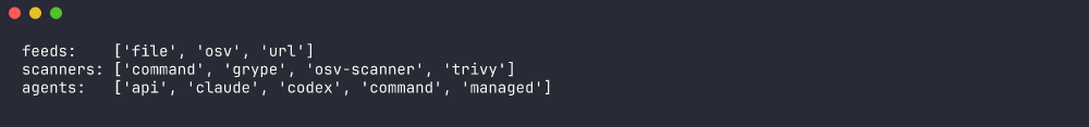 patchbot plugins listing feeds, scanners and agents