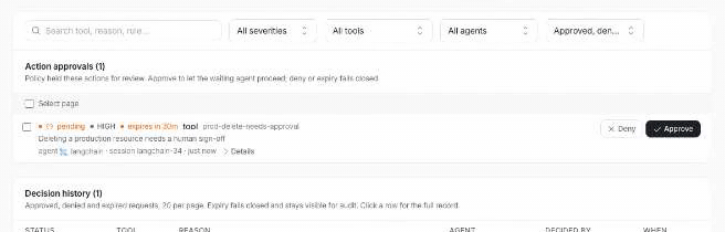 Clicking Approve moves the request into Decision history as approved