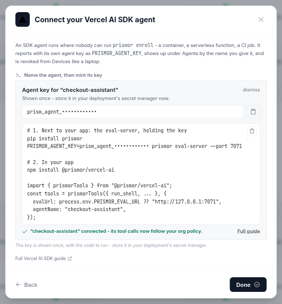 checkout-assistant connected: its tool calls now follow your org policy